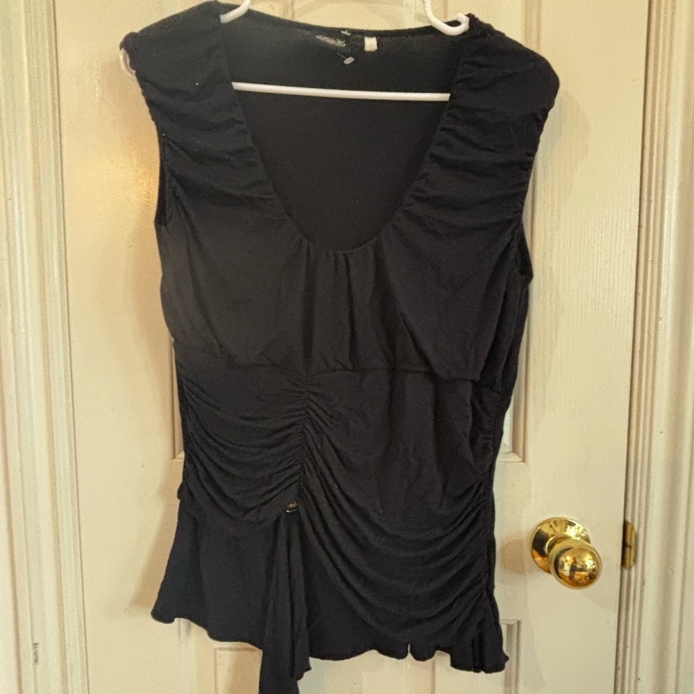 Vintage y2k ruched v neck stretchy party shirt